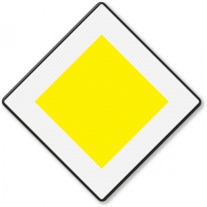 Indicator Semn rutier drum cu prioritate, Sticker autocolant