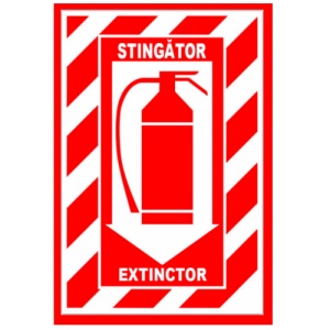 Indicator Semn stingator extinctor, Sticker autocolant