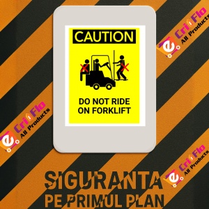 Indicator Sign caution do not ride on forklift, Sticker autocolant - Img 3