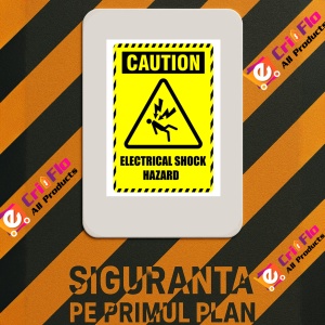 Indicator Sign caution electrical shock hazard, Sticker autocolant - Img 3