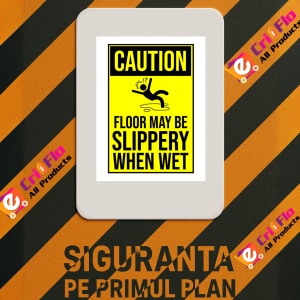 Indicator Sign caution floor may be slippery when wet, Sticker autocolant - Img 3