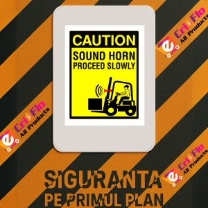 Indicator Sign caution sound horn proceed slowly, Sticker autocolant - Img 3