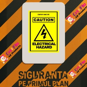 Indicator Sign company name here caution electrical hazard, Sticker autocolant - Img 3
