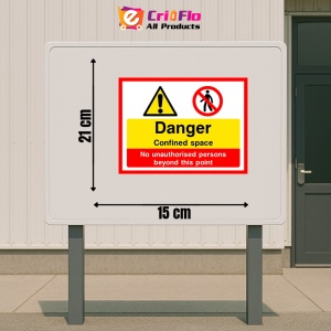 Indicator Sign danger confined space no unauthorised persons beyond this point, Sticker autocolant