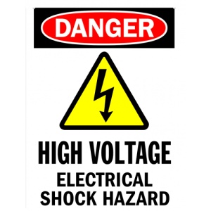Indicator Sign danger high voltage electrical shock hazard, Sticker autocolant - Img 1