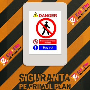 Indicator Sign danger no unauthorised access stay out, Sticker autocolant - Img 3