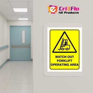 Indicator Sign watch out forklift operating area, Sticker autocolant - Img 5