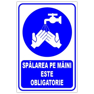 Indicator Spalarea mainilor este obligatorie, Sticker autocolant