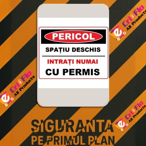 Indicator Spatiu deschis intrare numai cu permis, Sticker autocolant - Img 3