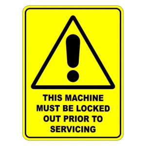 Indicator This Machine Must Be Locked Out Prior To Servicing Sign, Sticker autocolant