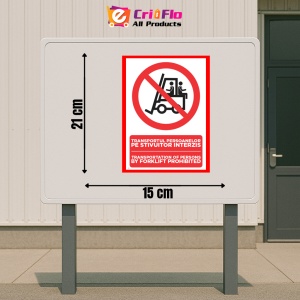 Indicator Transportul persoanelor pe stivuitor interzis transportation of persons by forklift prohibited, Sticker autocolant - Img 2