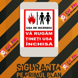 Indicator Usa de incendiu va rugam tineti usa inchisa, Sticker autocolant - Img 3
