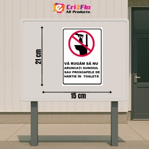 Indicator Va rugam sa nu aruncati gunoiul sau prosoapele de hartie in toaleta, Sticker autocolant - Img 2