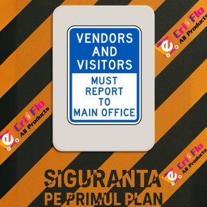 Indicator Vendors and Visitors Report To Office Sign, Sticker autocolant - Img 3