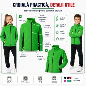 Jachetă Fleece Copii Tip Bluză Hanorac cu Fermoar, Călduroasă și Moale – Frosty 529 - Img 6