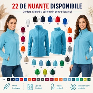 Jachetă Fleece Damă Tip Bluză Hanorac cu Fermoar, Călduroasă și Cambrată – Jacket 504 - Img 10