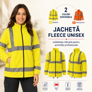 Jachetă Polar Fleece Reflectorizantă Unisex Damă Bărbat de Lucru Malfini Rimeck HV 5V1 – Benzi 3M - Img 10