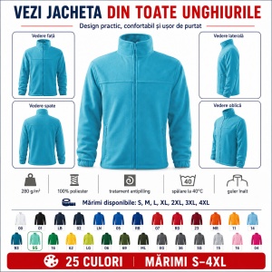 Jachetă Polar Fleece tip Bluză Hanorac Bărbați Călduroasă cu Fermoar Malfini Rimeck 501 – 280 g/m² - Img 9