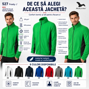 Jachetă Polar Fleece tip Bluză Hanorac Bărbați Călduroasă cu Fermoar Malfini Frosty 527 – 220 g/m² - Img 2