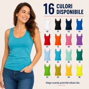 Maiou damă Malfini Triumph 136, top casual / tricou fără mâneci, 95% bumbac, XS–2XL, 16 culori