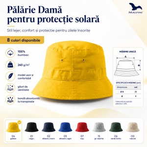 Pălărie Damă Malfini Classic pentru Protecție Solară, 100% Bumbac, 8 Culori, Mărime Unică - Img 7