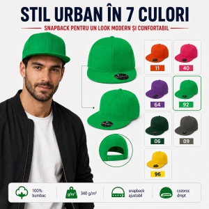 Șapcă Bărbat Unisex tip Snapback cu Cozoroc Drept, Reglabilă – RAP 6P 302 - Img 5