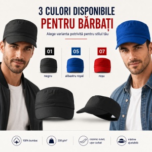 Șapcă Bărbați din Bumbac, Reglabilă cu Cozoroc Curbat – Latino 324