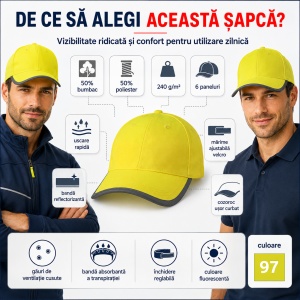 Șapcă Bărbați Reflectorizantă și Fluorescentă, Reglabilă cu Velcro – HV Reflex 3V5 - Img 10