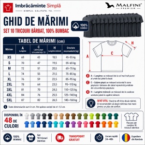 Set 10 tricouri bărbat Malfini Basic Clasic, 100% bumbac, regular fit, 48 culori, mărimi XS–5XL - Img 3