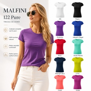 Set 10 Tricouri Damă 100% Bumbac – Multicolor, Alb, Negru, Purpuriu, Albastru Regal, Roșu, Verde Mentă, Midnight Blue, Lime, Coral și Violet | Transport Gratuit - Img 2