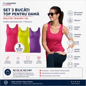 Set 3 bucati top pentru damă violet, galben, purpuriu - Img 8