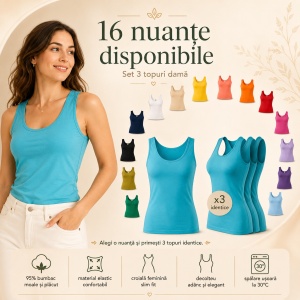 Set 3 topuri damă / maiouri sport, tricou fără mâneci, 16 nuanțe - Img 7