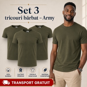 Set 3 Tricouri Bărbat în Aceeași Nuanță, 100% Bumbac, 145 g/m², Guler Rotund, 26 Culori, Mărimi S–3XL - Img 14