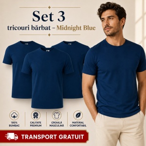 Set 3 Tricouri Bărbat în Aceeași Nuanță, 100% Bumbac, 145 g/m², Guler Rotund, 26 Culori, Mărimi S–3XL - Img 24