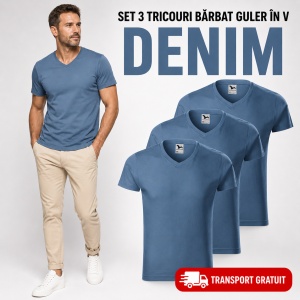 Set 3 Tricouri Bărbați cu Guler în V Malfini 146, Premium, 100% Bumbac, Slim Fit, Transport Gratuit - Img 11