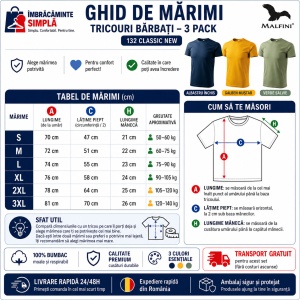 Set 3 Tricouri Bărbați din bumbac 100%, Malfini Elegant Casual – Galben, Kaki, Bleumarin - Img 4