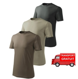 Set 3 tricouri bumbac 100% simplu clasic pentru barbati, army, kaki deschis, gri ardezie 132 - Img 2