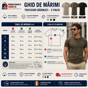 Set 3 tricouri bumbac 100% simplu clasic pentru barbati, army, kaki deschis, gri ardezie 132 - Img 3