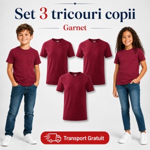 Set 3 tricouri copii din bumbac 100% – 33 nuanțe disponibile, fete și băieți Transport Gratuit - Img 20