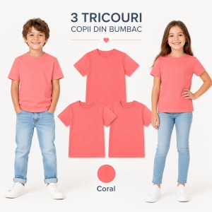 Set 3 tricouri copii din bumbac | 20 de culori - Img 33