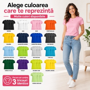 Culori disponibile pentru set 3 tricouri damă