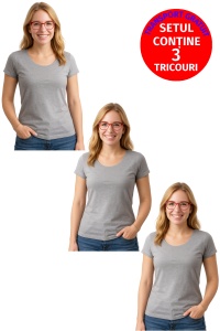 Set 3 tricouri Dama Bumbac Simplu Casual Elegant lejer, tricou decoltat femeie, Dama - Img 4