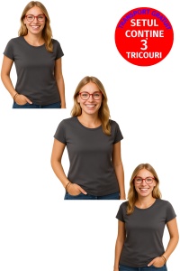 Set 3 tricouri Dama Bumbac Simplu Casual Elegant lejer, tricou decoltat femeie, Dama - Img 14