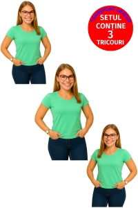 Set 3 tricouri Dama Bumbac Simplu Casual Elegant lejer, tricou decoltat femeie, Dama - Img 24