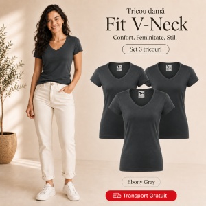 Set 3 Tricouri Damă Malfini Fit V-Neck 162 – 100% Bumbac, Croială Cambrată, Guler în V, 13 Culori - Img 13
