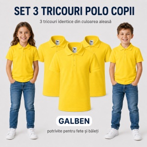 Set 3 Tricouri Polo Copii Pique cu guler - Img 16