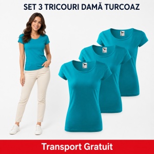 Set 3 tricouri simple dama bumbac 100%, Elegant casual cu decolteu femei, 122 - Img 9