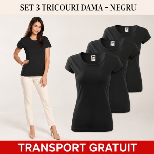 Set 3 tricouri simple dama bumbac 100%, Elegant casual cu decolteu femei, 122 - Img 29