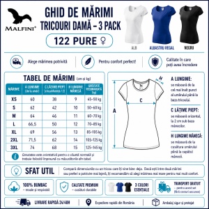 Set 3 tricouri simple dama din bumbac 100%, Elegant casual cu decolteu femei, Alb, Negru, Albastru regal, transport gratuit - Img 2