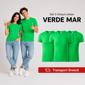 Set 3 tricouri unisex damă și bărbat, 100% bumbac, aceeași culoare, 22 nuanțe disponibile - Img 30